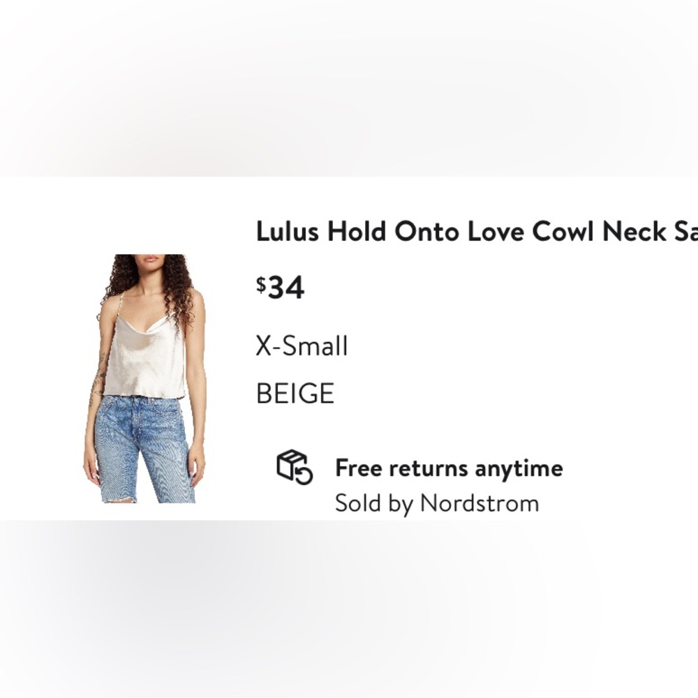 Lulus Hold Onto Love Cowl Neck Satin Camisole